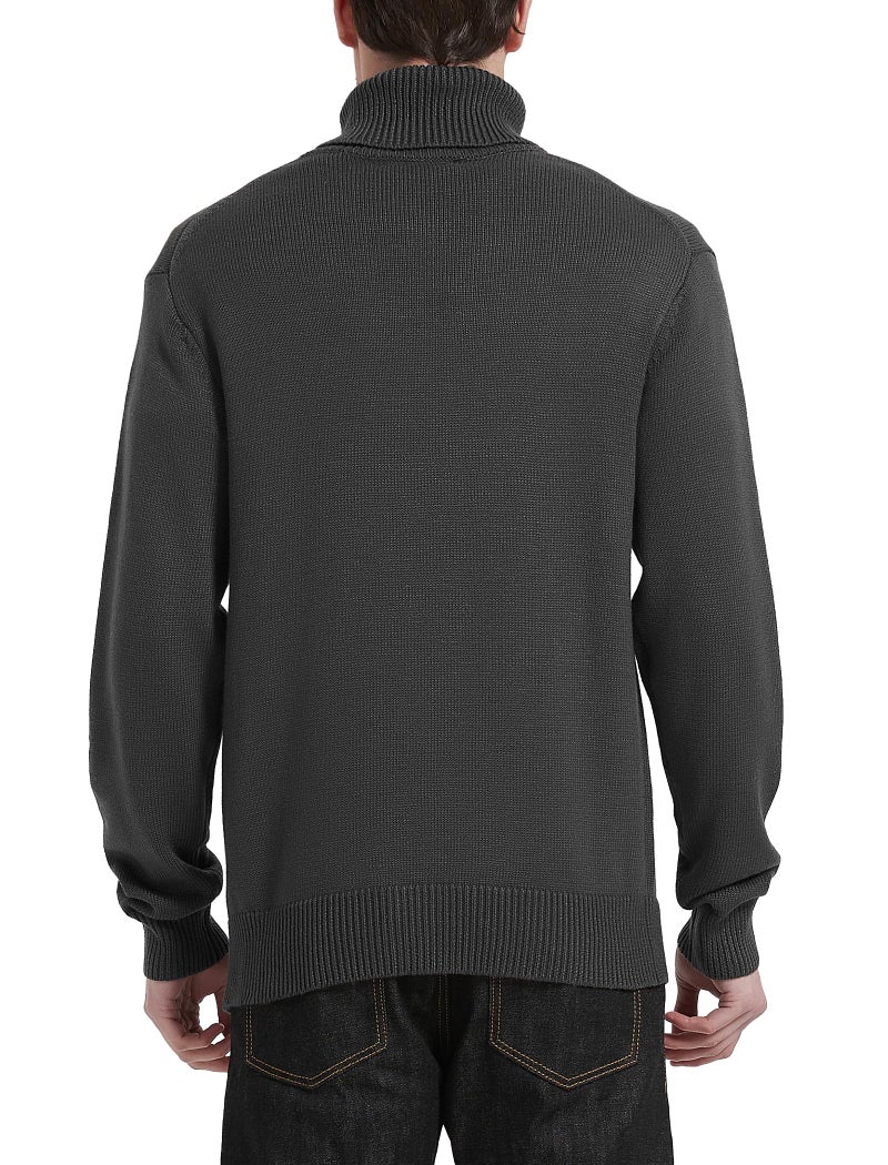 Kallspin Men's Turtleneck Sweaters Wool Blend Mid-Weight Highneck Pullover Sweaters(Dark Grey,3X-Large) - Image 3